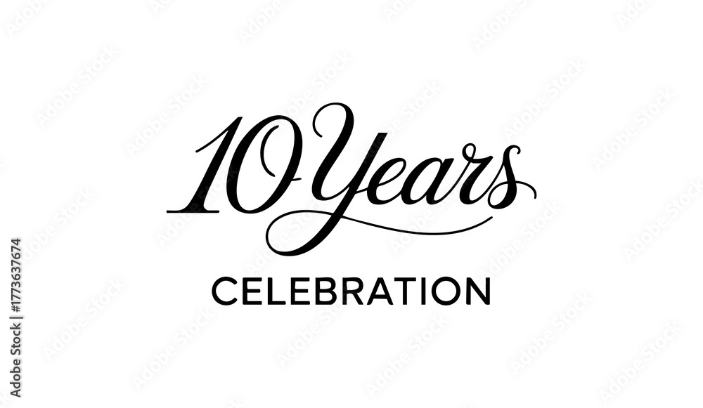 Fototapeta premium 10 Years Celebration Calligraphy Vector Typography Design – Elegant Black Script on White Background