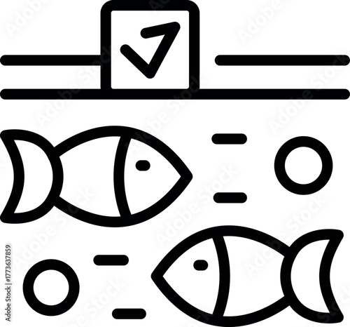 Fish swimming towards food pellets representing responsible pet ownership and ensuring proper nutrition