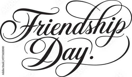 Happy friendship day text playful black typography 