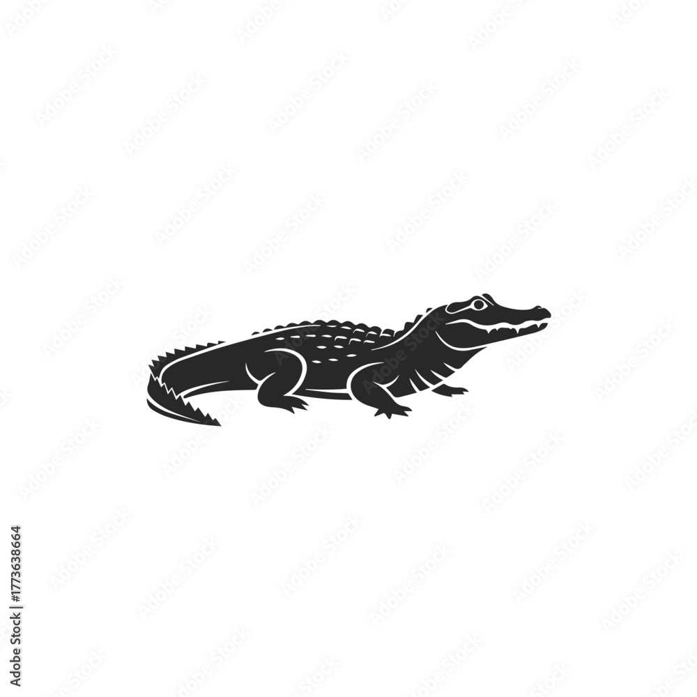 Naklejka premium Silhouette of a Fierce Alligator.
