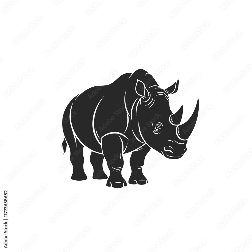 Fototapeta premium Silhouette of a Powerful Rhinoceros.