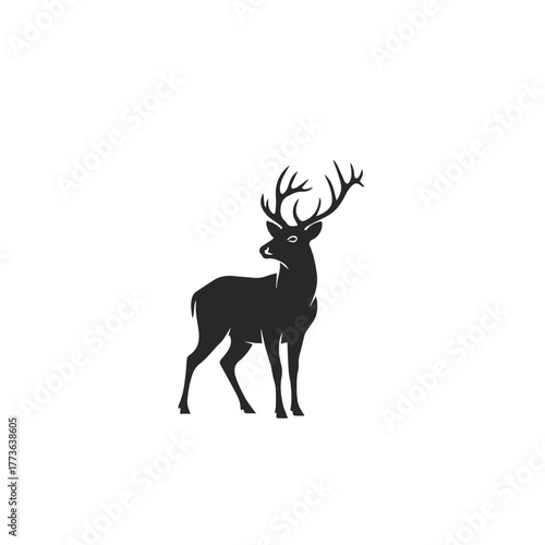 Majestic Stag Silhouette with Antlers.