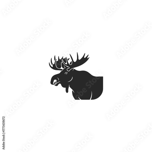 Silhouette of a Majestic Moose with Antlers.