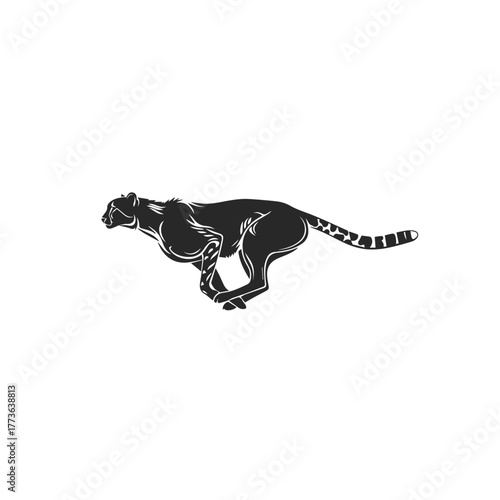 Stylized Silhouette of a Running Cheetah.