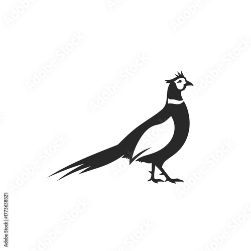 Stylized Silhouette of a Pheasant Bird.