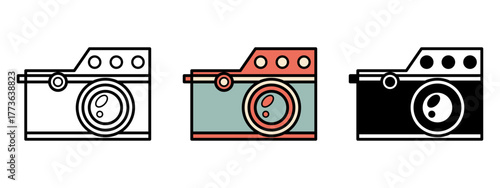 Video camera isolated vector art illustration with line art silhouette and colorful creative design