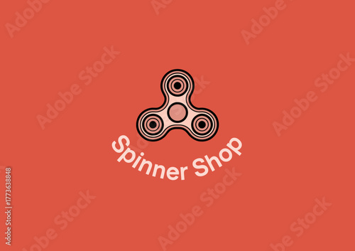 A unique logo design for 'Spinner Shop' featuring a stylized spinner graphic, capturing the fun and enjoyment of fidget toys and playtime activities.