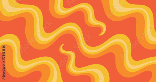 This vibrant image features a series of wavy lines created in warm colors like orange and yellow, perfect for backgrounds in various creative projects and designs.