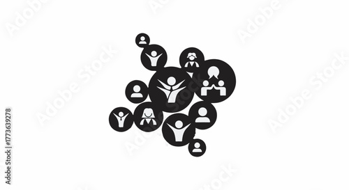 Abstract network of diverse people icons representing community and connection