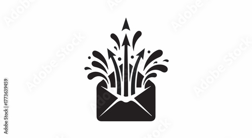 Email notification explosion symbolizing rapid communication and digital outreach