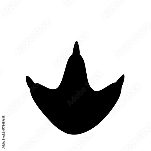Vector illustration of single duck footprint silhouette, representing bird track, wildlife mark, and natural symbol concept for animal and nature design