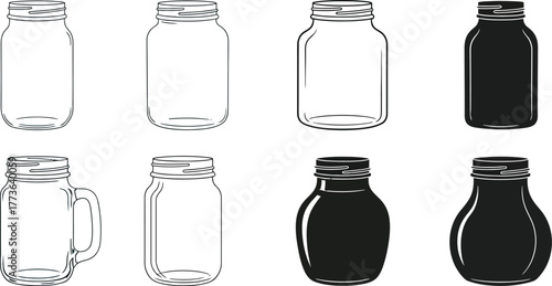 Mason jar vector set glass jars illustration canning jars design