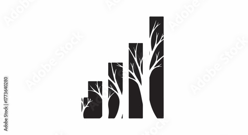 Growing trees represent business growth and financial success, symbolizing progress and development.