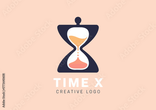 An artistic hourglass logo combines modern design and concept, signifying the passage of time, creativity, and efficiency, presenting an innovative approach to scheduling.