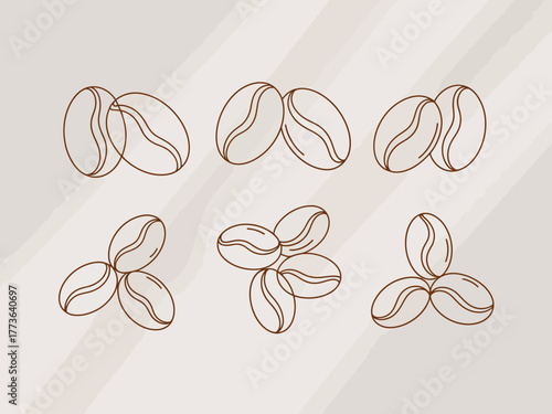 An artistic representation of coffee beans, perfect for coffee lovers, capturing the essence of the coffee culture and the joy it brings in a minimalistic style.