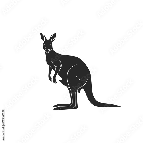 Kangaroo Silhouette Vector Icon Illustration.