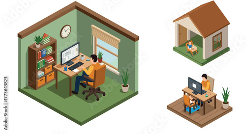 Remote work and learning in isometric home office environment