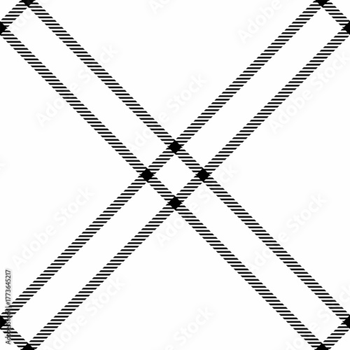 Graph vector check tartan, reel plaid texture textile. Manufacturing seamless pattern fabric background in white and black colors.