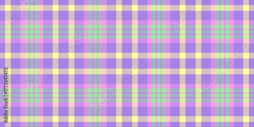 Pano seamless check texture, vogue textile pattern fabric. Art plaid background vector tartan in violet and lime colors.