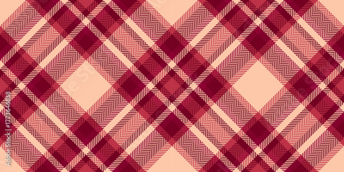 Expressive fabric plaid texture, fancy tartan check seamless. Advertisement textile background pattern vector in red and orange colors.