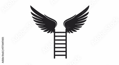 Ascend to new heights with winged ladder symbolizing ambition and progress