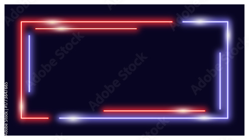 赤と青のネオン長方形フレーム背景 – ビジネス・広告・SNS用途向けシンプルデザイン