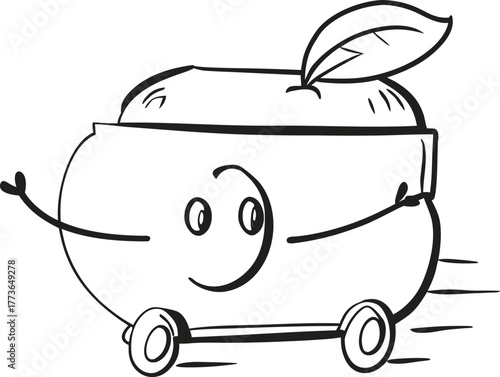 Whimsical cartoon potatoes and pumpkin doodle line art picture