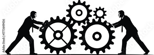 Business teamwork collaboration gears mechanism success strategy