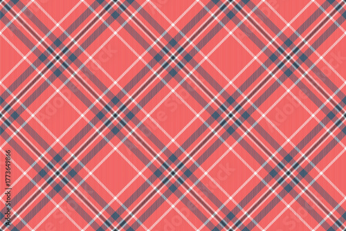 Content check vector tartan, website texture pattern seamless. Fibrous fabric textile background plaid in red and white colors.
