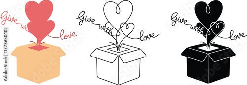 Donate love give charity donation box hearts giving with love art