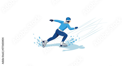 Dynamic ice skater in motion captures winter spirit with modern isometric design