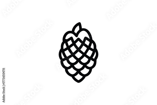 Stylized Outline Hops Icon Beer Ingredient Graphic Element for Brewing Industry and Craft Beverage Design Projects