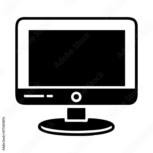Monitor display computer screen technology device gadget electronic silhouette vector illustration