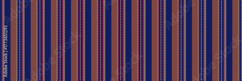 Furniture vector pattern textile, premium fabric background seamless. Harmony stripe lines vertical texture in blue and orange colors.