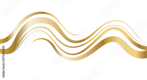 Golden swoosh for elegant banner, luxury gold swirl lines, vector flow decoration element, gradient effect shape for brochure or premium award design