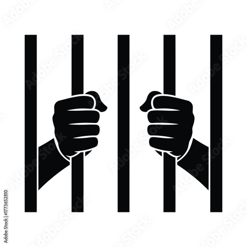 Hands gripping prison bars symbolizing incarceration and confinement