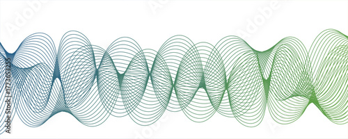 green wave line abstract background. High detailed swoosh green watermark vector pattern.Wave with lines created using blend tool. Abstract frequency sound wave lines and twisted curve lines.