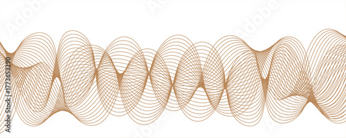 Gold wave line abstract background. High detailed swoosh golden watermark vector pattern.Wave with lines created using blend tool. Abstract frequency sound wave lines and twisted curve lines.