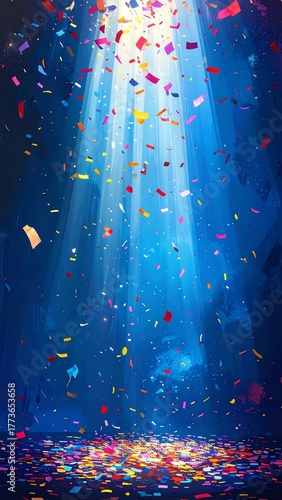 falling colorful confetti celebration background