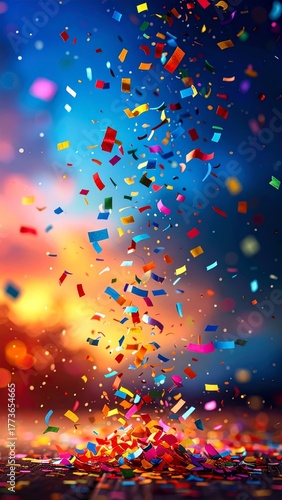 falling colorful confetti celebration background