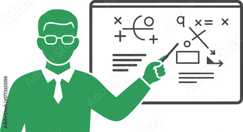 Teacher explaining math formula illustration of education, learning, and teaching concept for school, college, and university