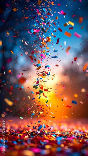 falling colorful confetti celebration background