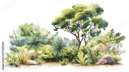 Santa Teresa National Park. Santa Teresa National Park hand drawn watercolor illustration