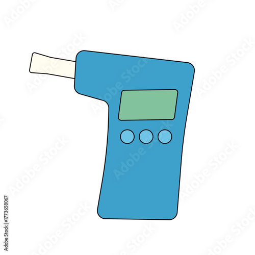 アルコール検知器のイラスト／飲酒検知テスト機器／呼気で測るアルコールチェッカー