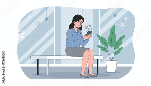 Stressed businesswoman overwhelmed by technology and endless social media notifications