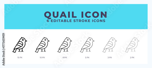 Quail icon with editable stroke. Outline icon vector illustration.
