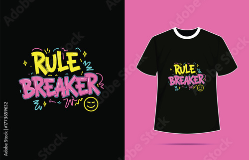 Vector of rule breaker graffiti vector design for t-shirt isolated on black background