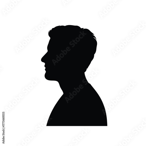 Black silhouette profile of a young man s head and shoulders