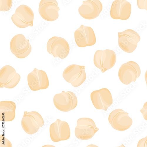 Chickpeas seamless pattern. Legumes background. Vector cartoon flat illustration.