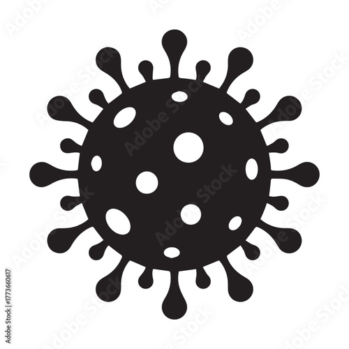 A simple, clear vector graphic of a virus particle, commonly used to represent Coronavirus or COVID-19. Ideal for educational materials, awareness campaigns, and health tutorials. 